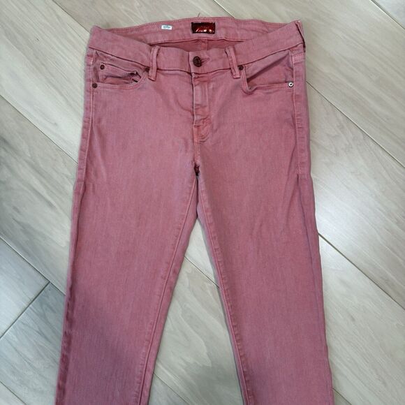 Mother The Looker Crop Jeans Women's 27 Red Pink Glam Boho Party New York - Picture 3 of 9